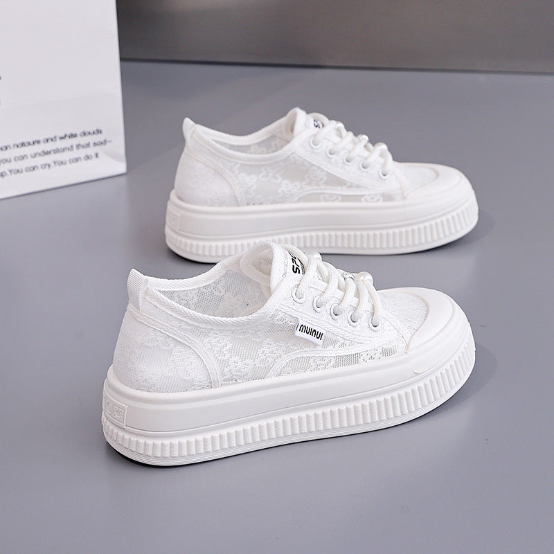 Damen Sneakers mit floralem Spitzen-Obermaterial und modischem Plateau R&B