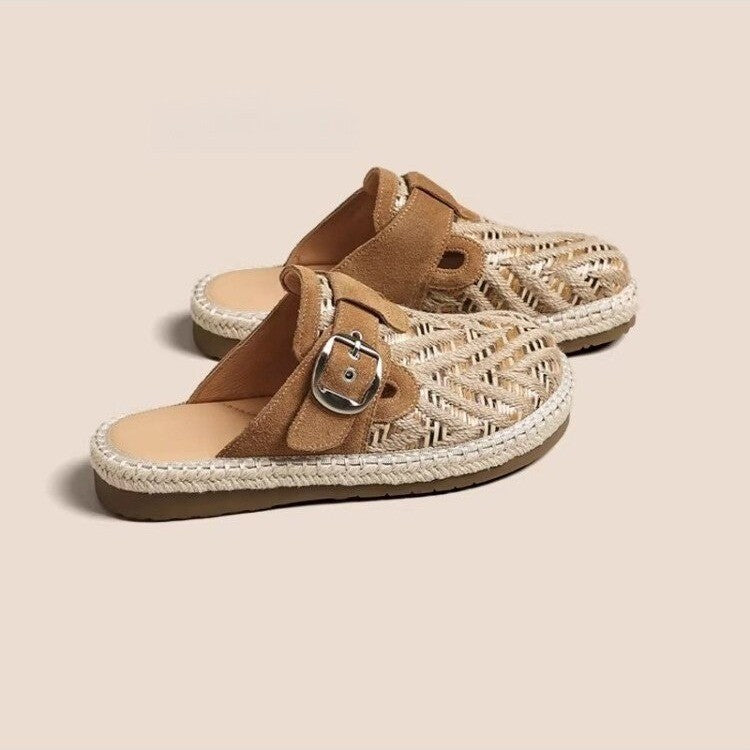 Damen Legere Slip-On Pantoletten mit modischem Riemchen-Design R&B