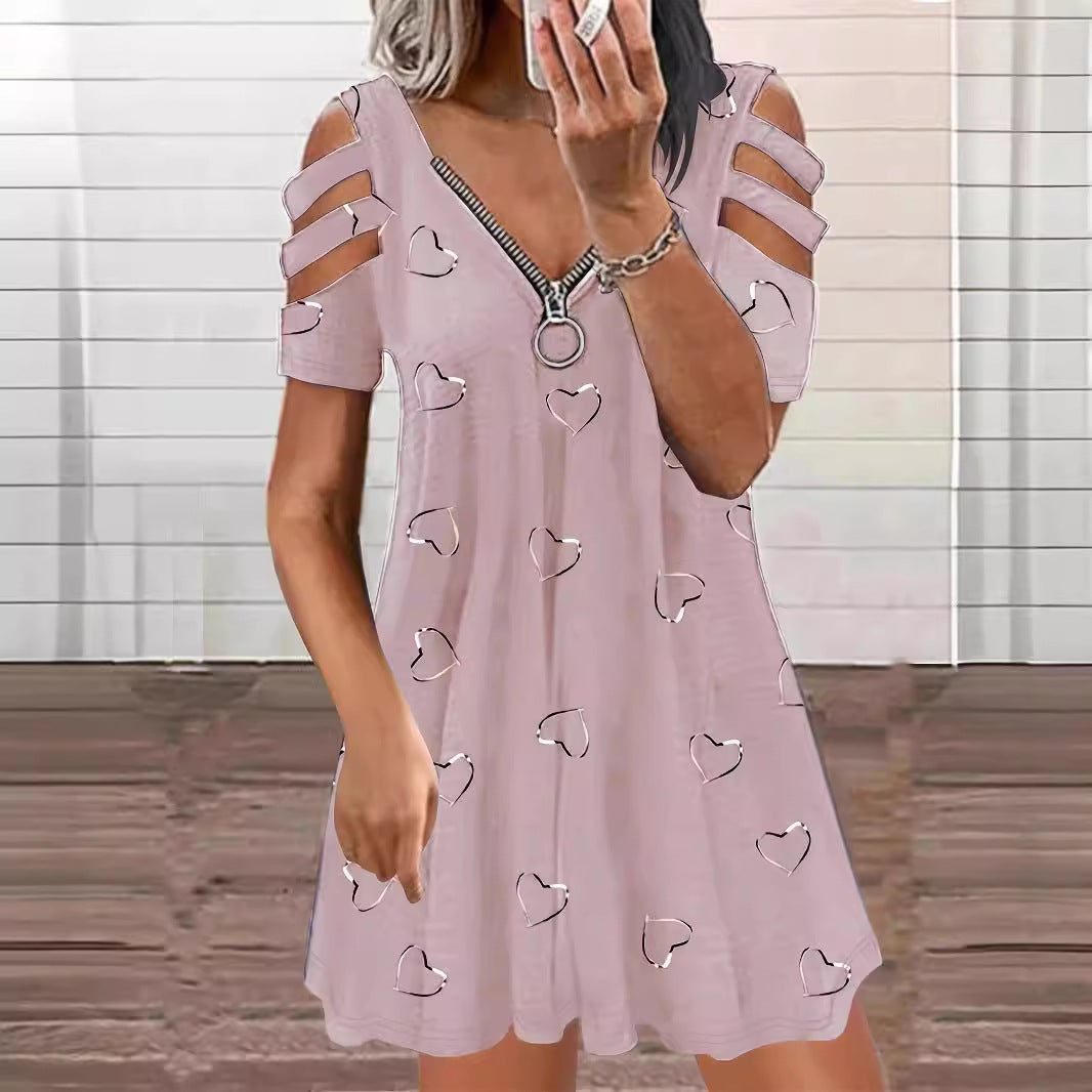 Damen Kleid mit Herzmotiv und seitlichen Cut-Outs R&B