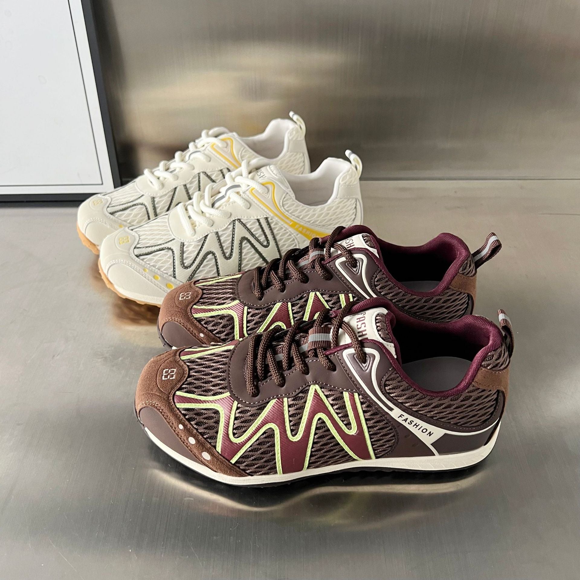 Damen modische Outdoor-Sneakers mit atmungsaktiver Mesh-Oberfläche und rutschfester Sohle R&B