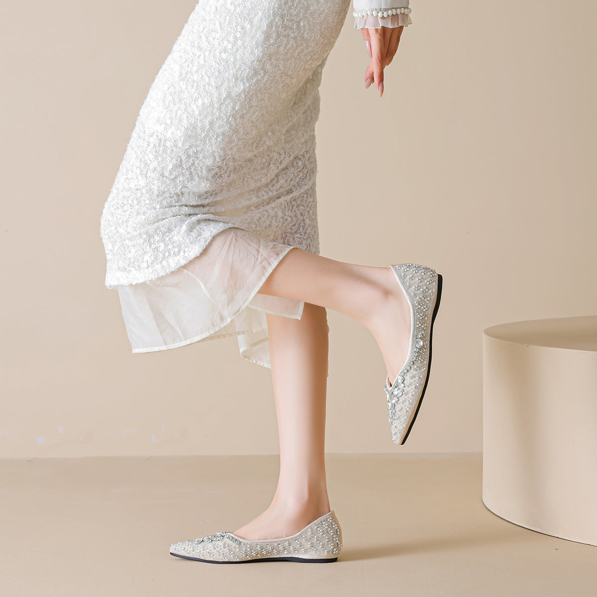 Damen Ballerinas mit funkelnden Strass-Applikationen