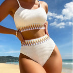Damen integriertes Bikiniset mit geometrischem Muster R&B
