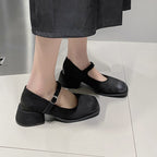 Damen elegante Mary Jane-Blockabsatzschuhe mit modischen Schnallen R&B