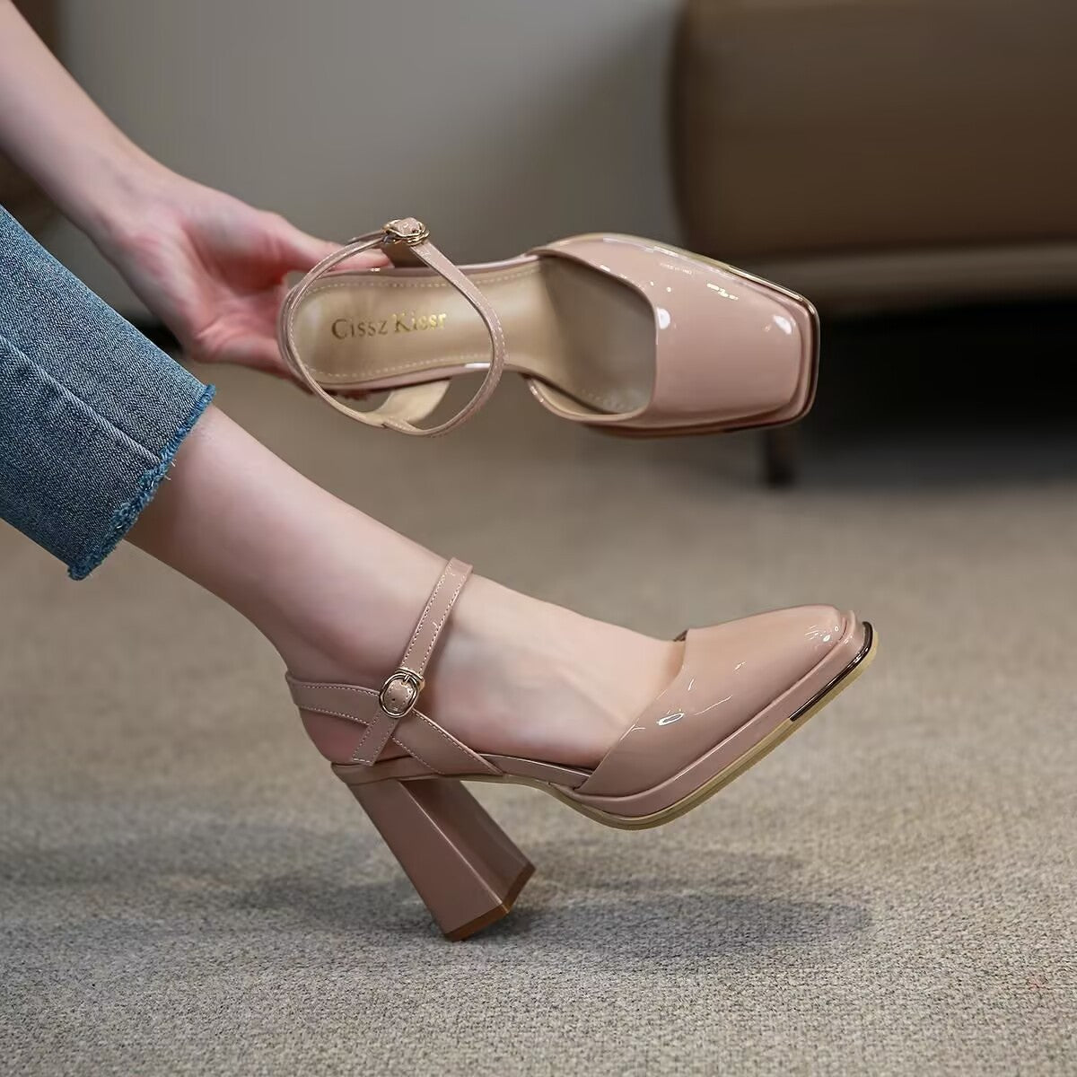 Damen Slingback-Pumps mit elegantem Plateau und komfortablem Blockabsatz
