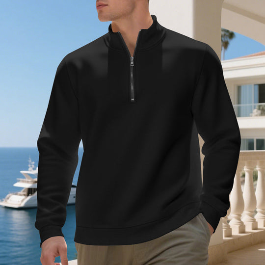 Herren sportlicher Pullover mit halbem Reißverschluss und atmungsaktiver Struktur R&B