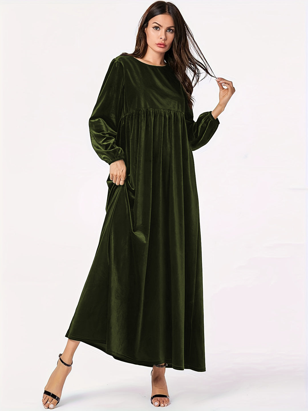 Damen Maxikleid aus luxuriösem Samt mit elegantem Faltenwurf R&B