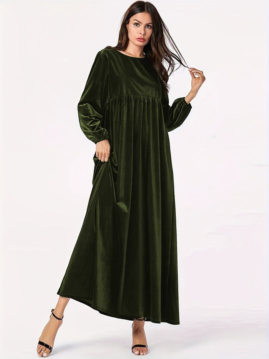 Damen Maxikleid aus luxuriösem Samt mit elegantem Faltenwurf R&B