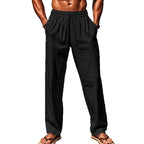 Herren lockere Leinenhose mit elastischem Bund und atmungsaktivem GewR&Be R&B