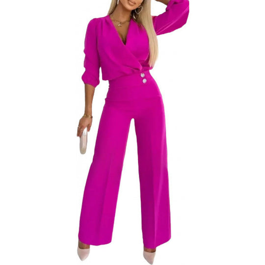 Damen elegantes Jumpsuit mit weiten Beinen R&B