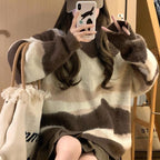 Damen Grobstrickpullover mit modischem Streifenmuster und lässigem Schnitt R&B