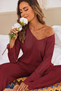 Damen Komfortable Pyjamajacke mit elegantem V-Ausschnitt und weitem Schnitt R&B