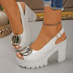 Damen Slingback-Plateausandalen mit modischem Buckle-Detail R&B