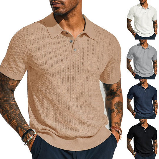 Herren Poloshirt mit strukturiertem Design und Kurzarm R&B