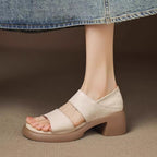 Damen Elegante Sandalen mit komfortablem Blockabsatz und verstellbaren Riemen R&B