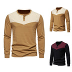 Herren Langarm-Henley-Shirt mit kontrastierenden Akzenten