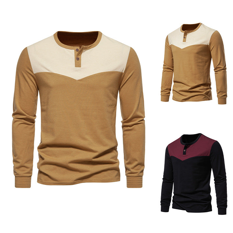 Herren Langarm-Henley-Shirt mit kontrastierenden Akzenten
