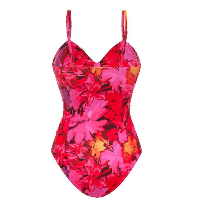 Damen Einteiler Badeanzug mit floralem Design und Cut-Out Akzenten R&B
