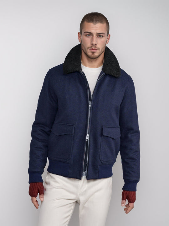 Herren trendige und warme Bikerjacke R&B