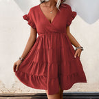 Damen Wickelkleid mit Rüschendetails
