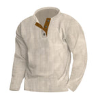 Herren Langarm-Pullover mit strukturierter Oberfläche und eleganter Knopfleiste R&B