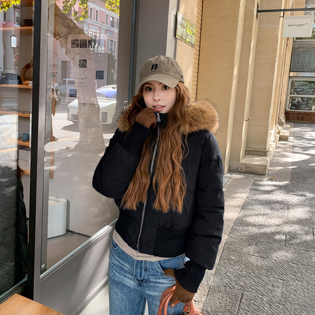 Warm Leicht Gesteppt Abnehmbare Kapuze Winterjacke Damen | R&B