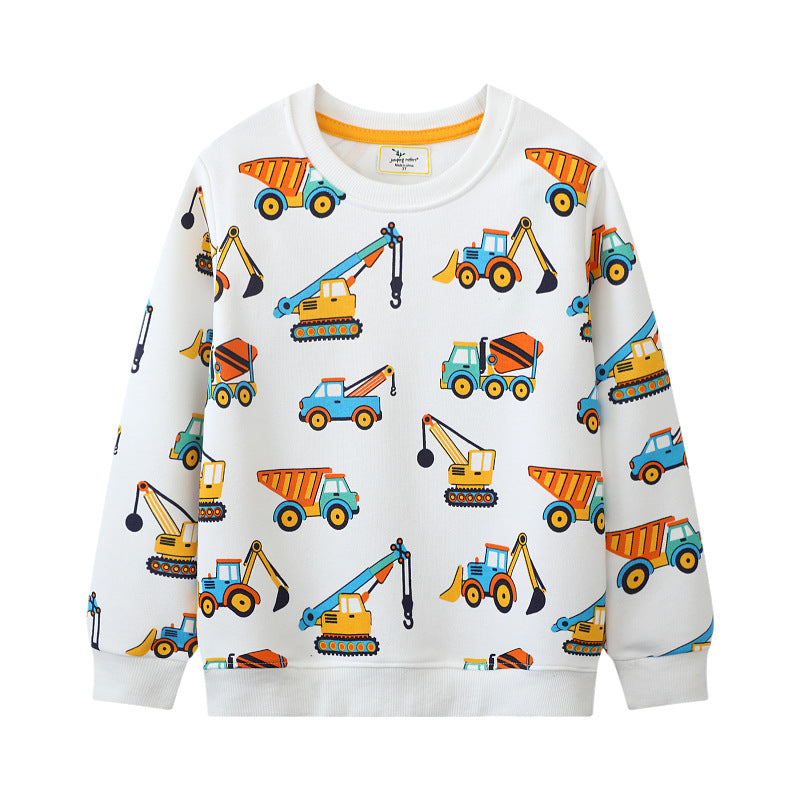 Jungen Sweatshirt mit buntem Baustellenfahrzeug-Design R&B