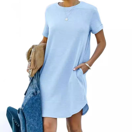 Damen Casual Kleid mit praktischen Taschen R&B
