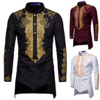 Herren elegantes Langarmhemd mit innovativem Ethno-Design R&B