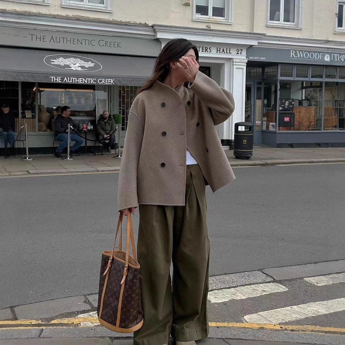 Damen Übergangsjacke mit doppelter Knopfleiste und weichem Stoff R&B