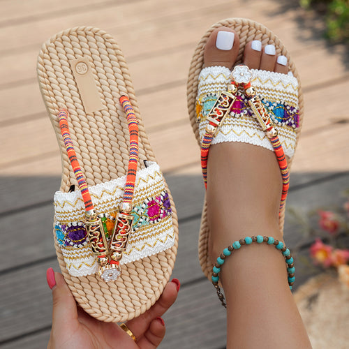 Damen Strandsandalen mit kunstvollem Handwerksdesign R&B
