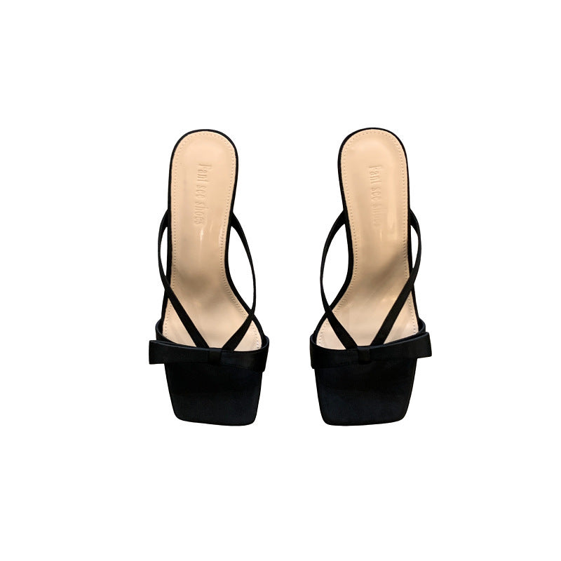 Damen Sling-Sandalen mit schmalen Riemen und eleganter Schleife