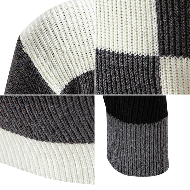 Herren modischer Rollkragenpullover mit strukturiertem Karomuster R&B