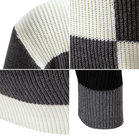 Herren modischer Rollkragenpullover mit strukturiertem Karomuster R&B