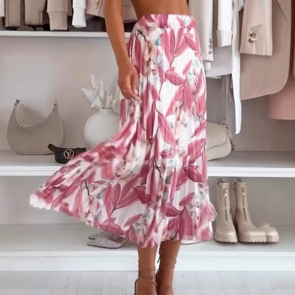 Damen Maxirock mit floralem Print und seitlichem Schlitz Heidi-Mode