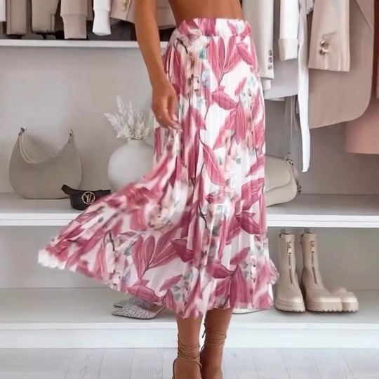 Damen Maxirock mit floralem Print und seitlichem Schlitz Heidi-Mode