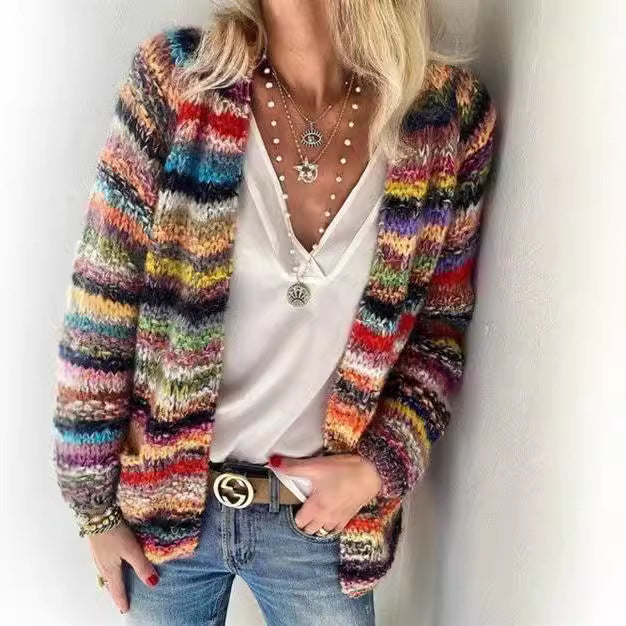 Damen Bunte Strickjacke mit modernem Design R&B