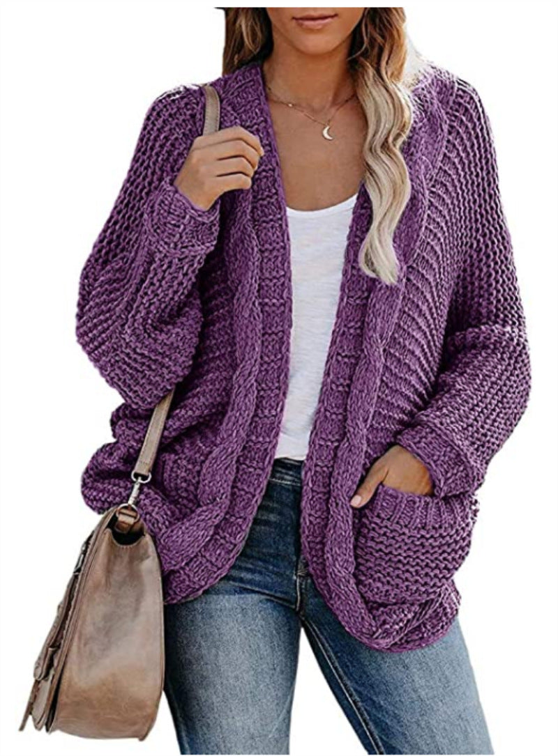 Damen Grobstrickjacke mit lässigem Schnitt und tiefen Taschen R&B