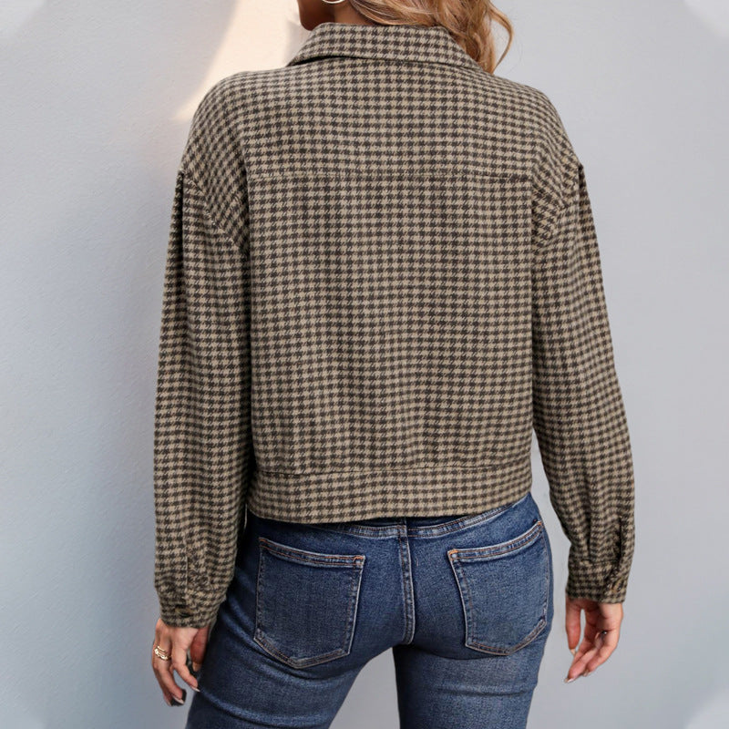 Damen lässige Karojacke mit modernen Knopfdetails R&B