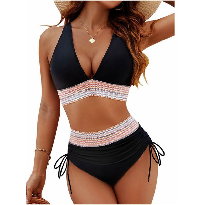 Damen Triangel-Bikini mit verstellbaren Riemen und moderner Rüschenoptik R&B