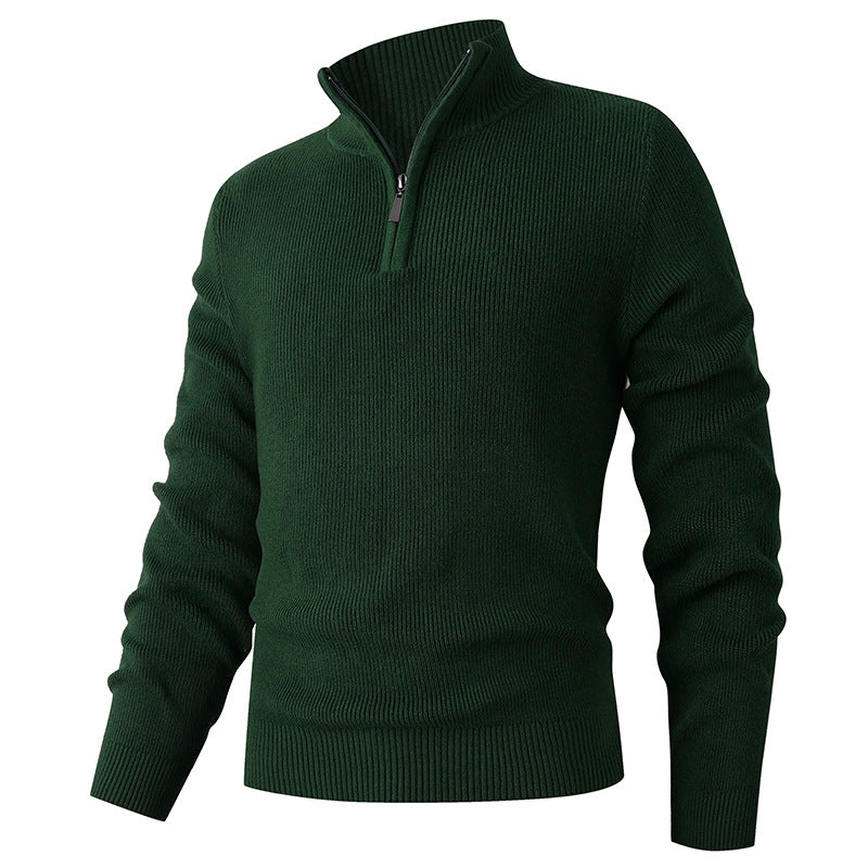 Herren leichter Stehkragenpullover mit Reißverschluss
