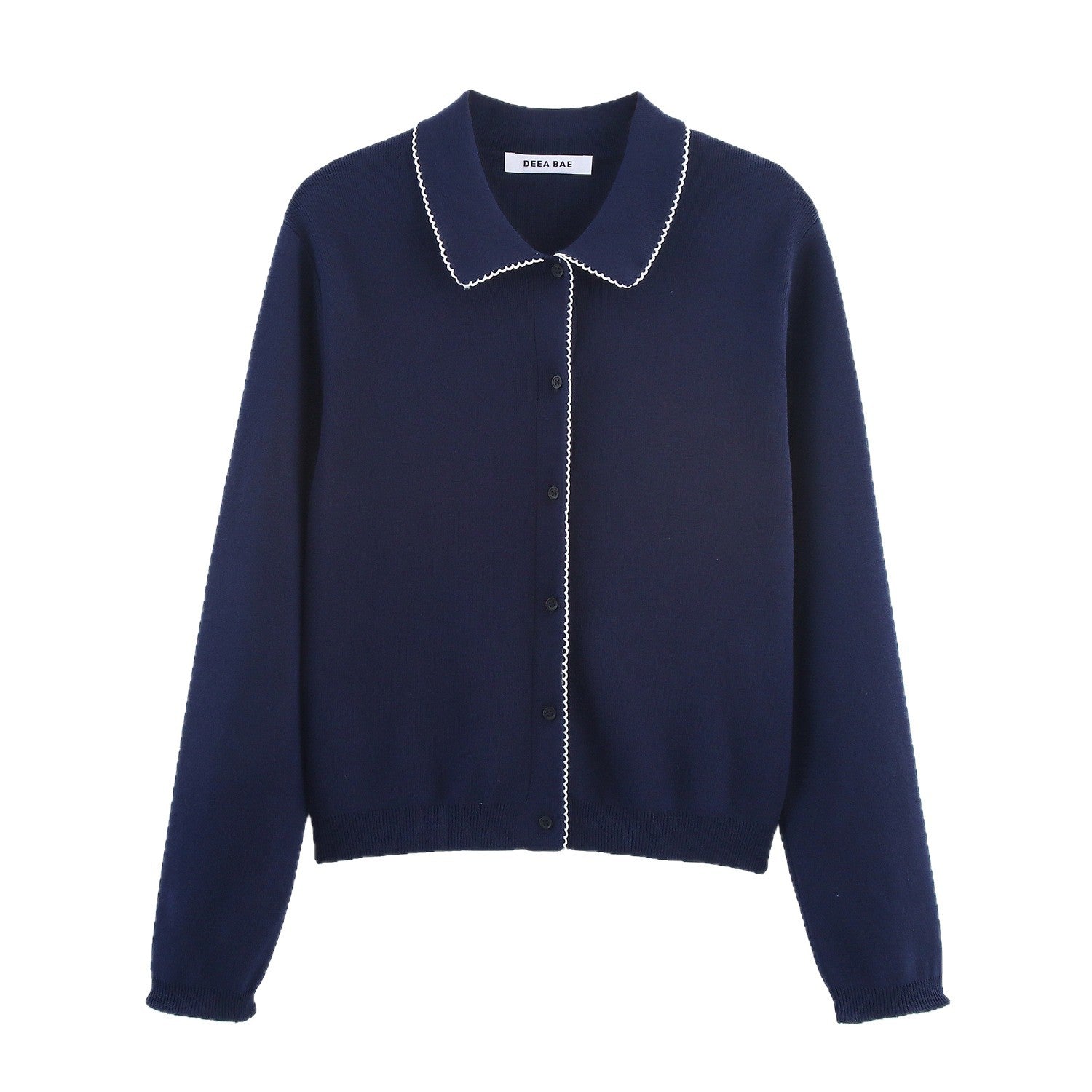 Damen Strickjacke mit eleganter Bubikragen und feinen Knopfdetails R&B