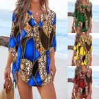 Damen Strandkleid mit elegantem Tiermuster und lockerer Passform R&B
