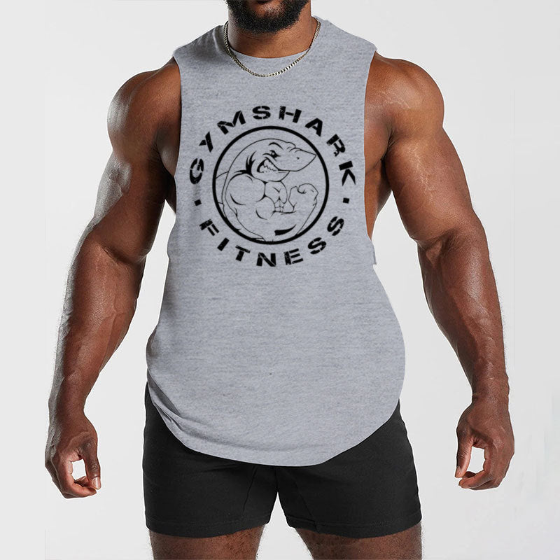 Herren nan ärmelloses Muskelshirt mit extra tiefen Armöffnungen und großem Logodruck R&B