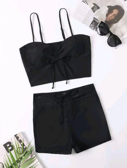 Damen Sportliches Bikini-Set mit Crop-Top und Shorts R&B
