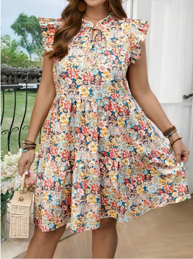 Damen Röhrenkleid mit Rüschendetails und gestreiftem Design R&B