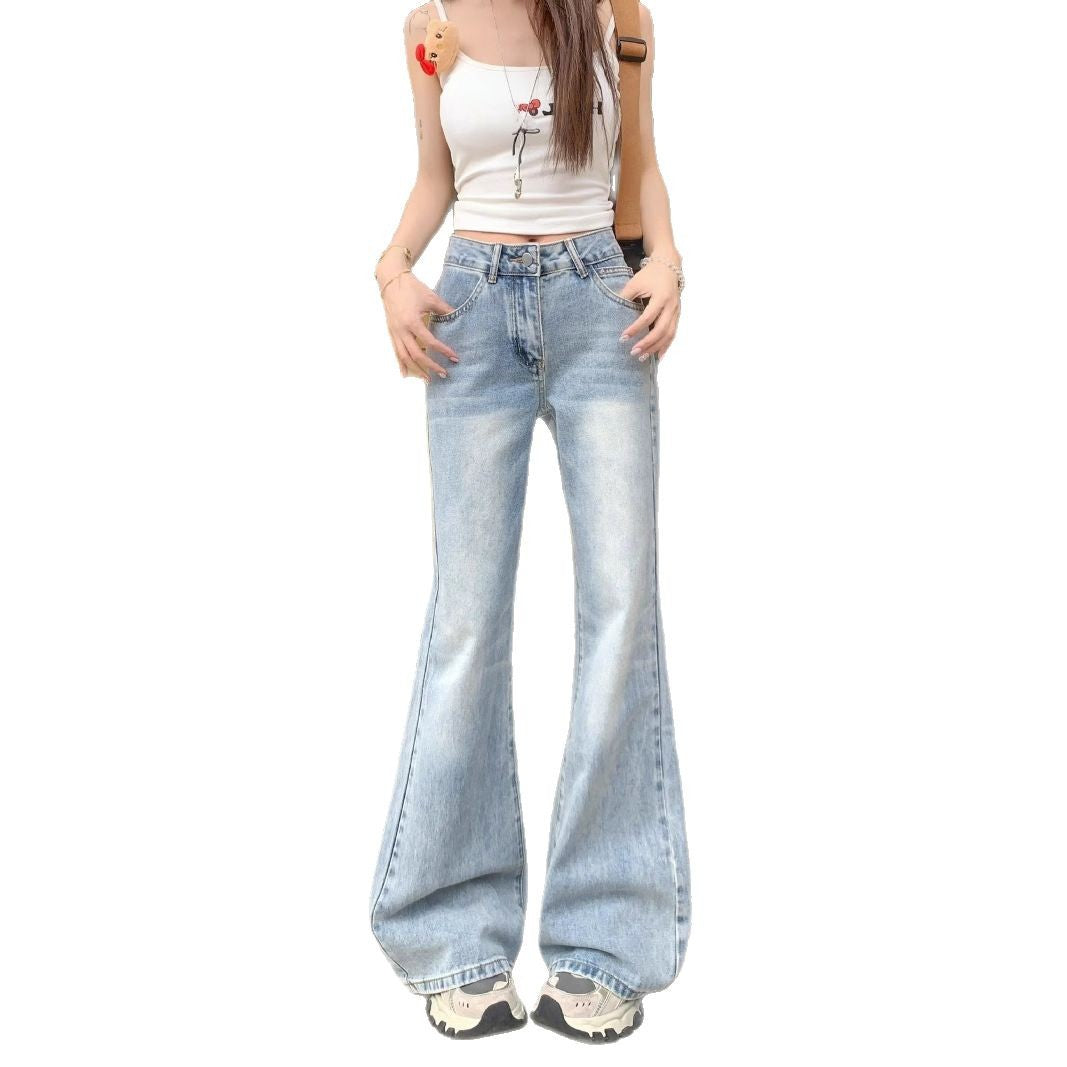 Damen weite Schlagjeans im Vintage-Style mit modischen Details R&B