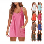 Damen lässiges Nachtkleid mit Taschen R&B