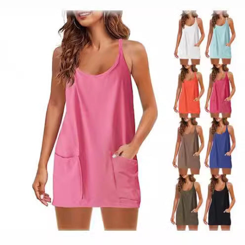 Damen lässiges Nachtkleid mit Taschen R&B