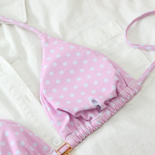 Damen Bunt gepunkteter Triangel-Bikini R&B