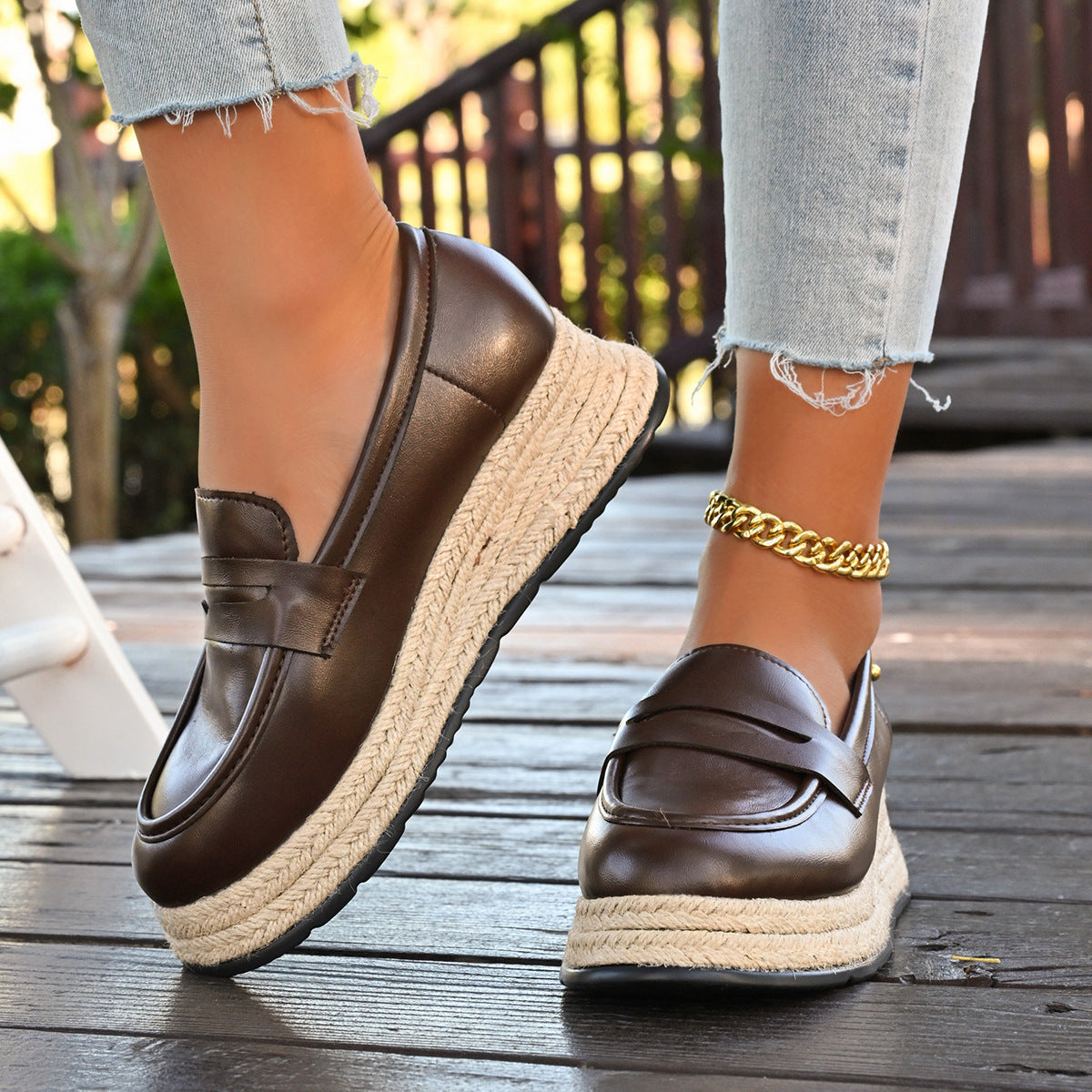 Damen Mokassins mit modischem Plateau und geflochtenem Detail R&B
